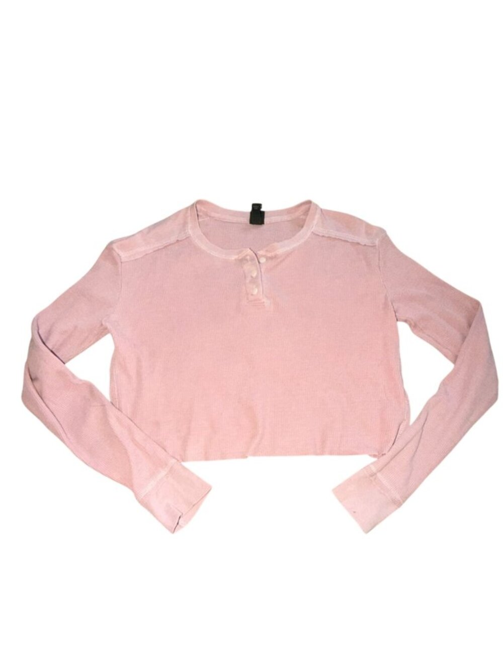 Wild Fable Womens Waffle Knit Cropped Thermal Shirt-Pink-Size M-GUC